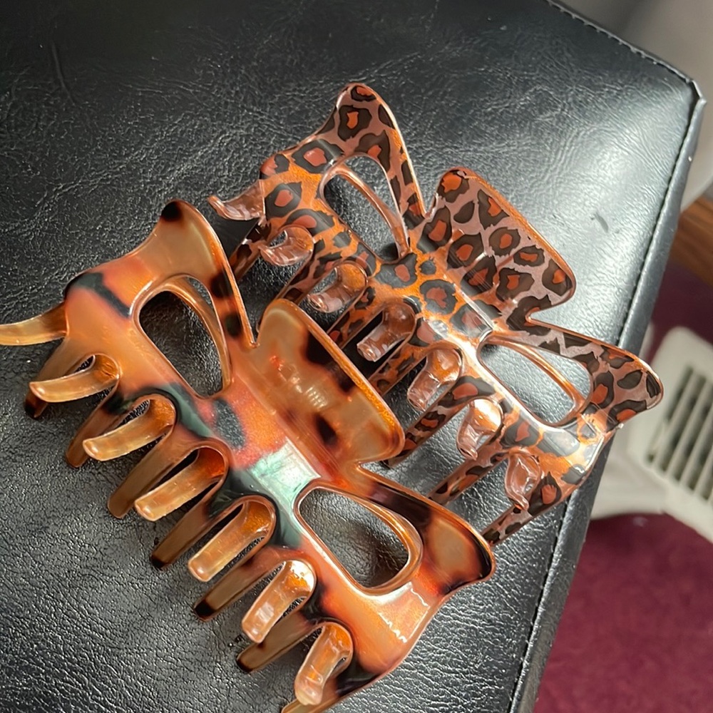 Large Big Hair Sparkly Cheetah and Tiger Print Hair Claw Clips